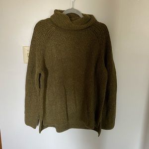 Olive Green Madewell Oversized Turtleneck Sweater